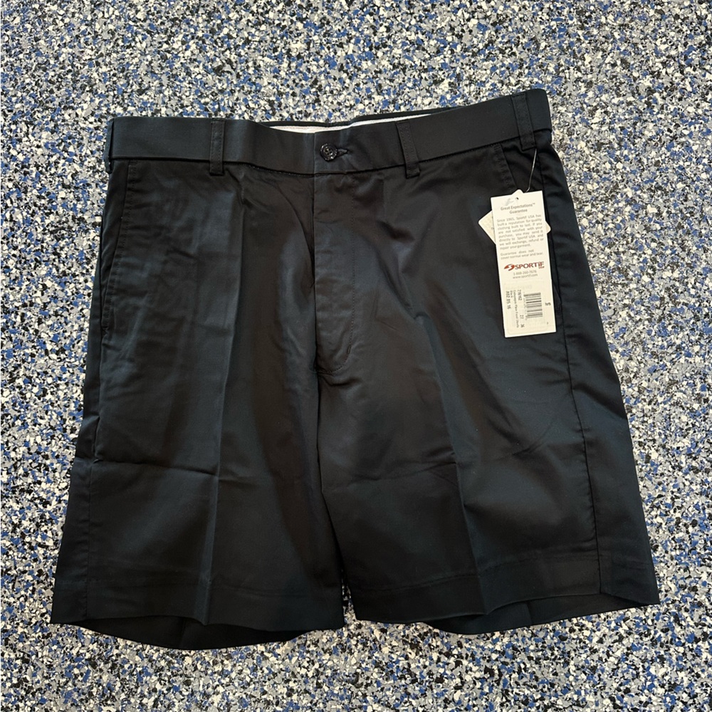 Classic Black Men's Flat Front Shorts